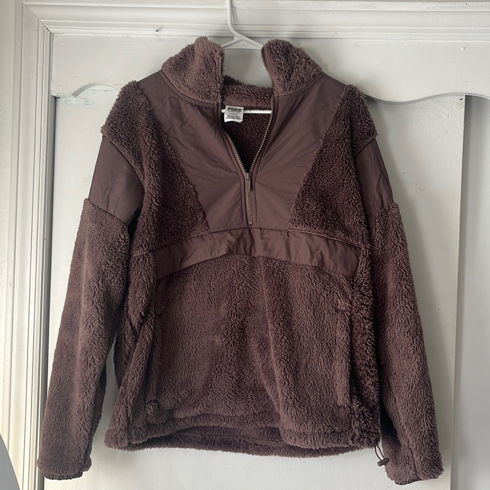 PINK fuzzy quarter zip